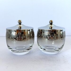 Set of 2 Vintage Silver Madeira Royal Luster Lidded Sugar Bowls / Jam Jars
